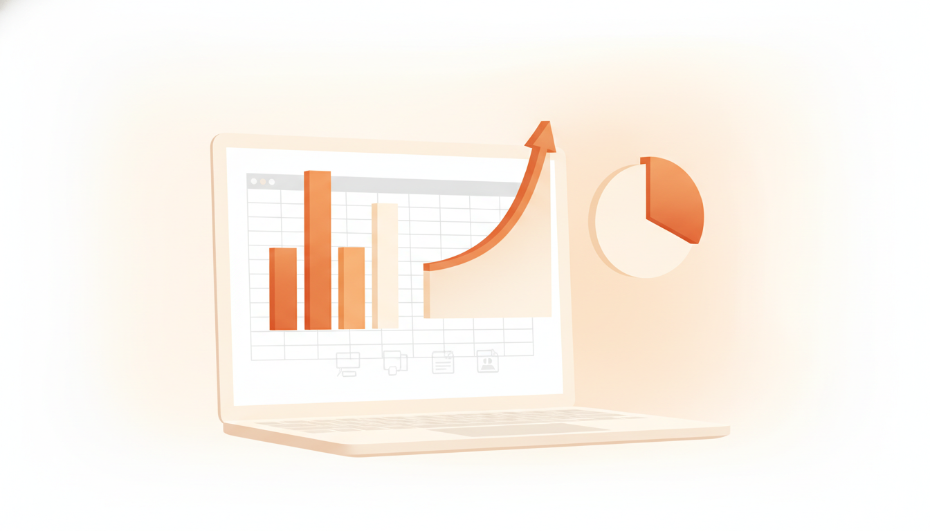 Ilustrasi chart dan dashboard Excel dibuat dengan bantuan AI